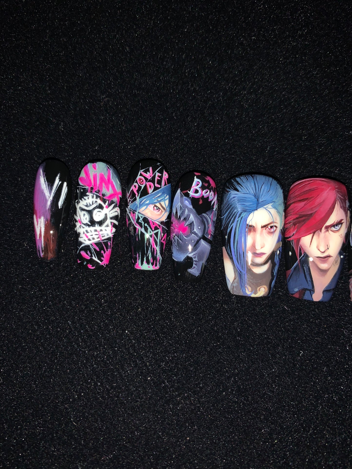 Jinx Vi Arcane Theme Luxury Handmade Press-On Nails