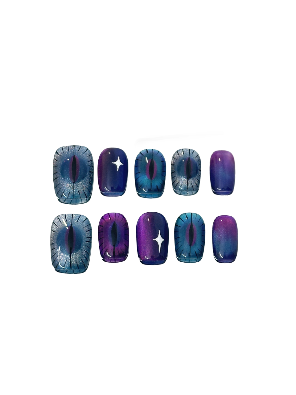 Cat Eye Luxury Handmade Press-On Nails Puple/Blue