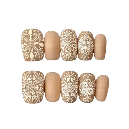 Bohemian Style Luxury Handmade Press-On Nails Neutral