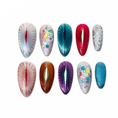 Cat Eye Luxury Handmade Press-On Nails Mixed Glitters