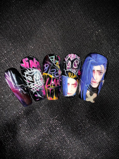 Jinx Seraphine Theme Luxury Handmade Press-On Nails