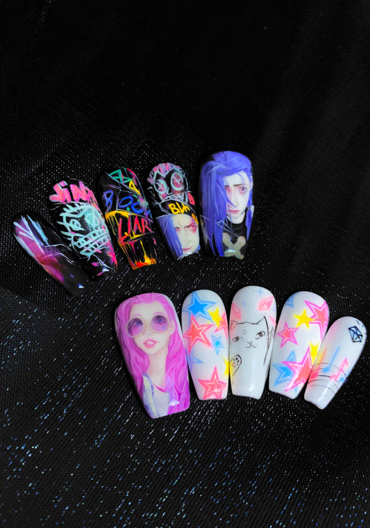 Jinx Seraphine Theme Luxury Handmade Press-On Nails