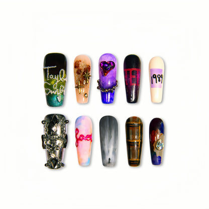 Taylor Swift Theme Luxury Custom Handmade Press-On Nails V1