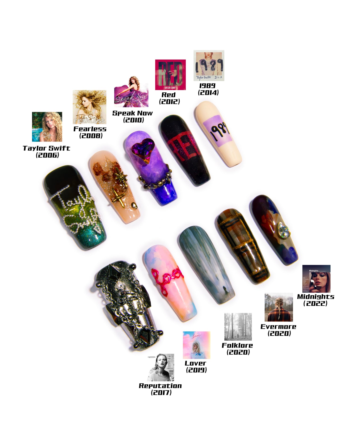 Taylor Swift Theme Luxury Custom Handmade Press-On Nails V1