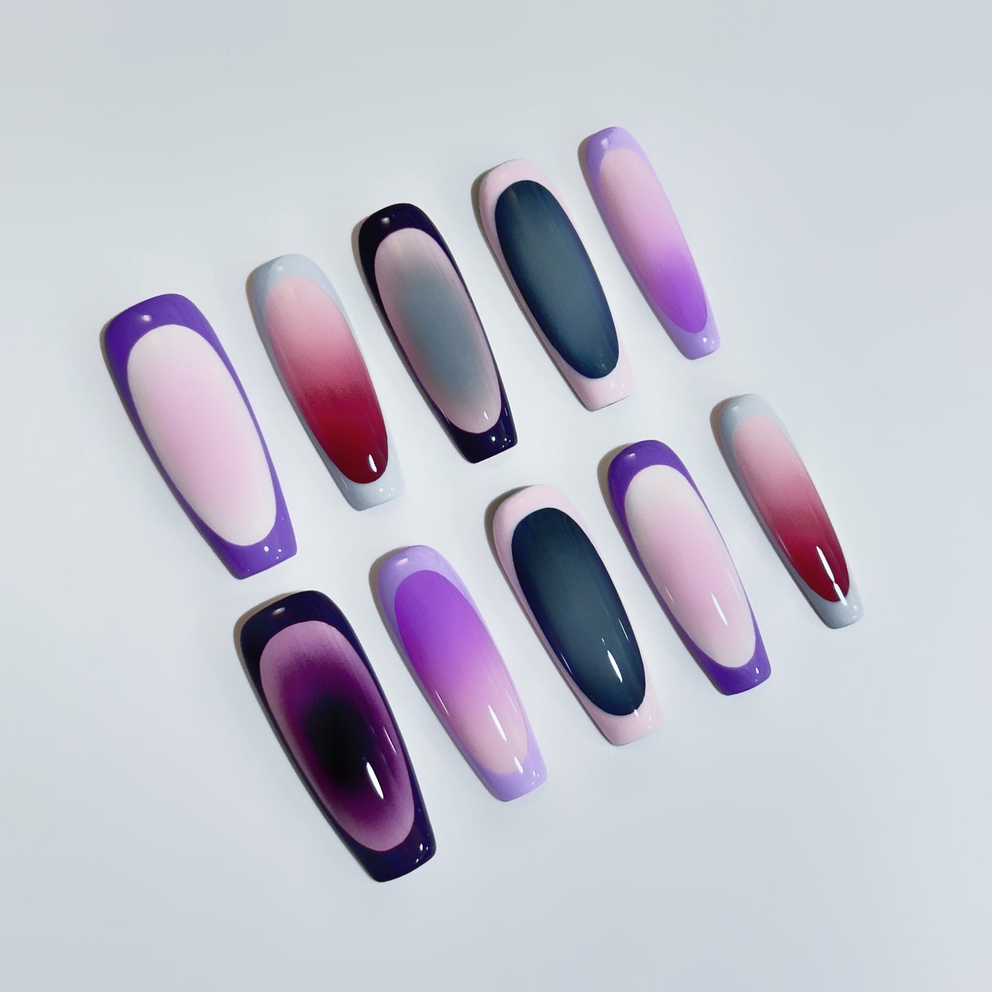 Geometric Borderline Luxury Handmade Press-On Nails Purple