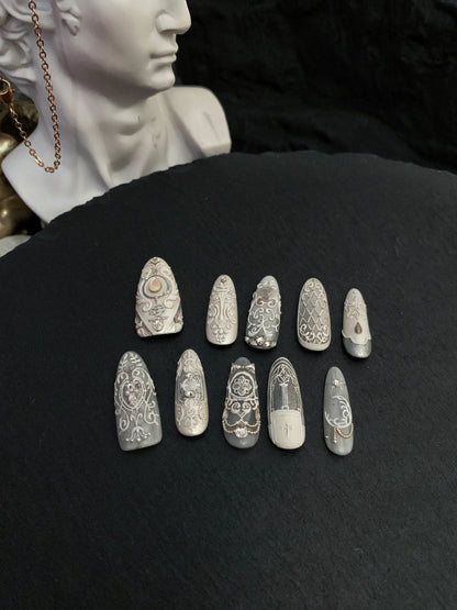 Wedding Theme Luxury Handmade Press-On Nails Lace Window